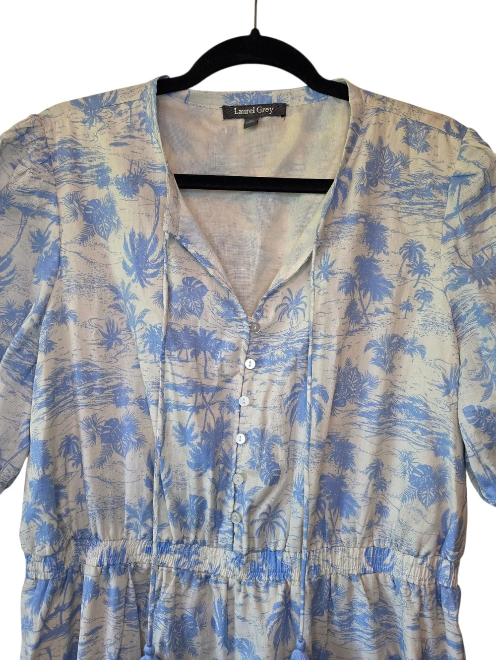 Laurel Grey Tropical Palm Print Tiered Maxi Dress - XL - Picture 3 of 8